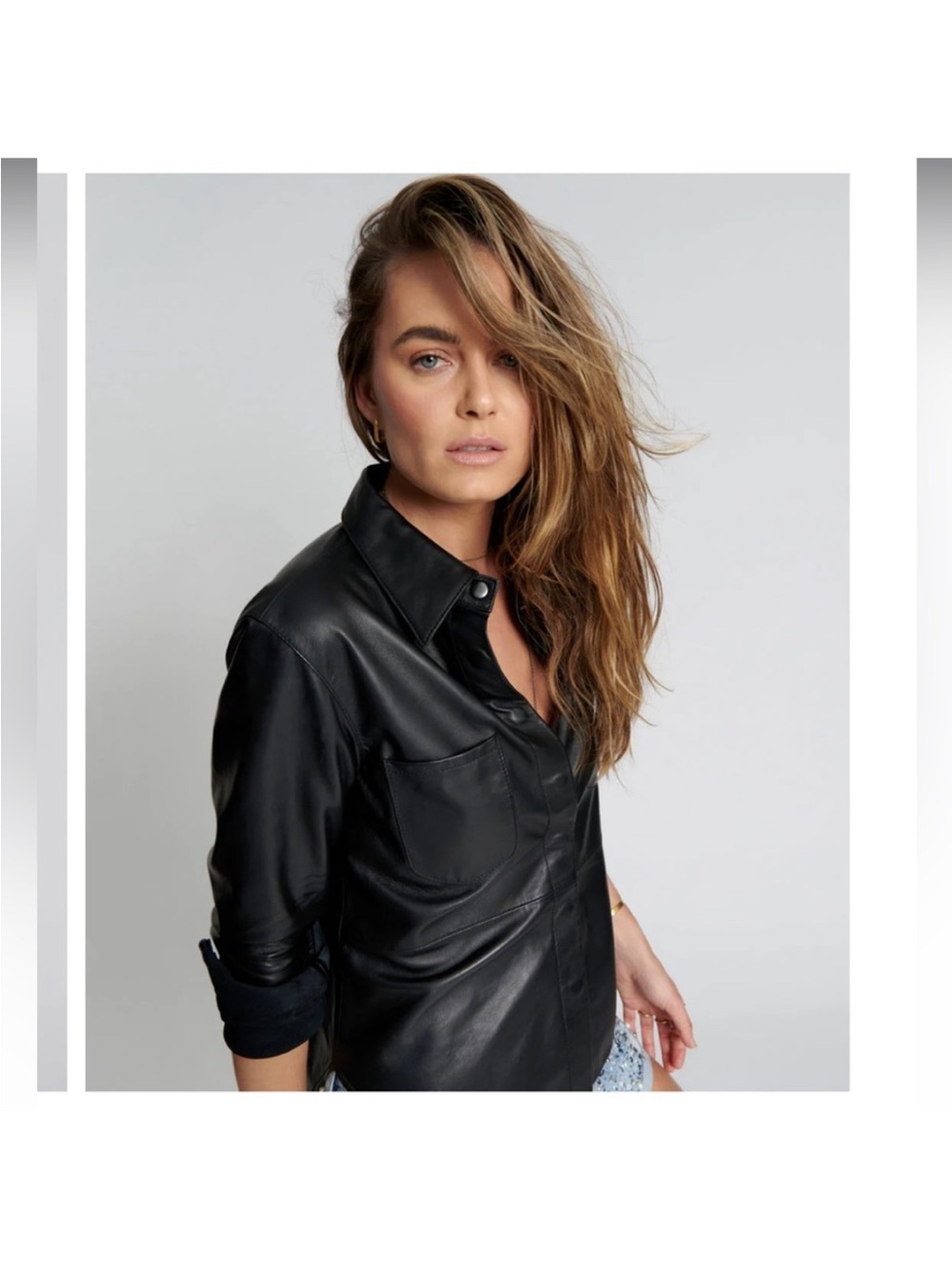Black Real Leather Shirt - Women